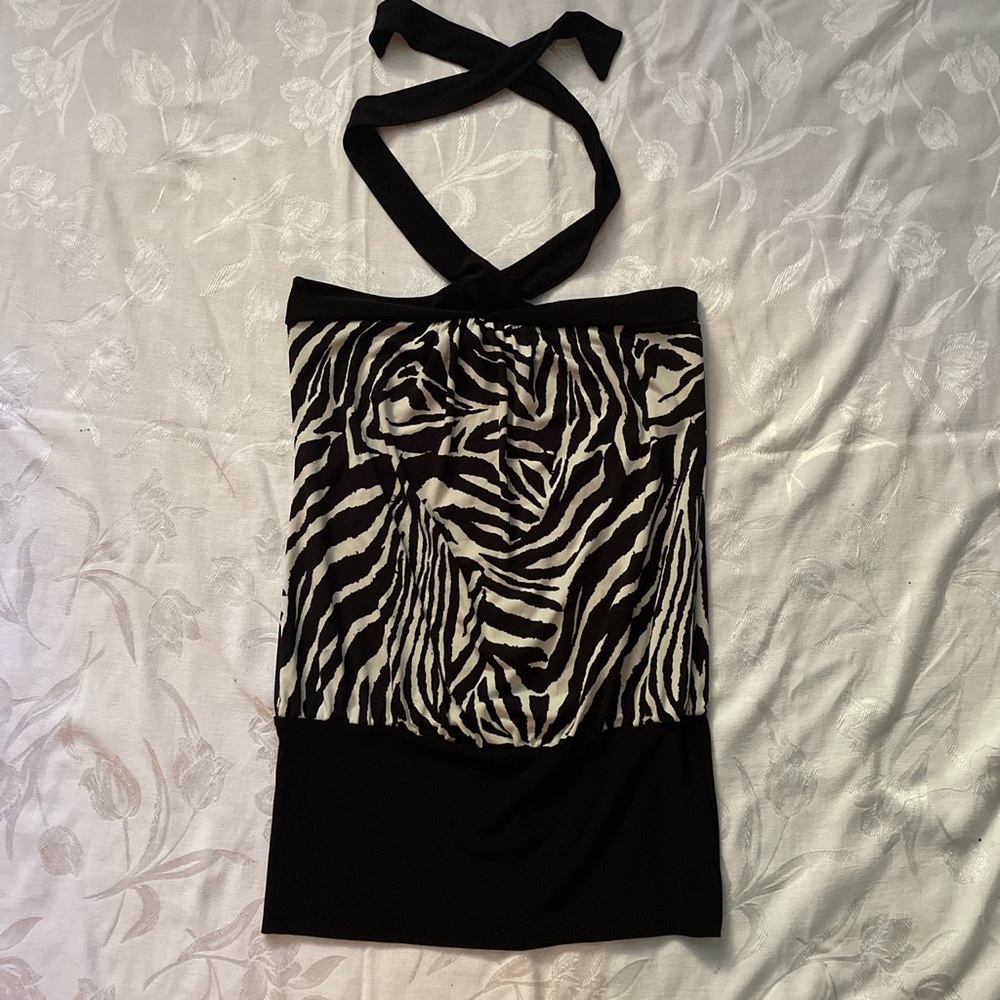 Y2K Zebra Halter Top
